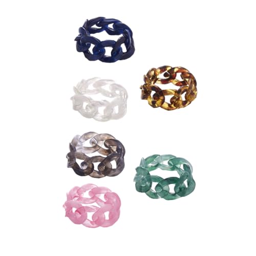 DIKACA 6 Stück Kreative Resin Ringe Einstellbare Hand Fingerringe mit Einzigartiger Kettenoptik Bunte Modeschmuck Damenringe für Alltag Festival und DIY Zufällige Farbe DIKACA 6 Stück Kreative Resin Ringe Einstellbare Hand Fingerringe mit Einzigartiger Kettenoptik Bunte Modeschmuck Damenringe für Alltag Festival und DIY Zufällige Farbe von DIKACA