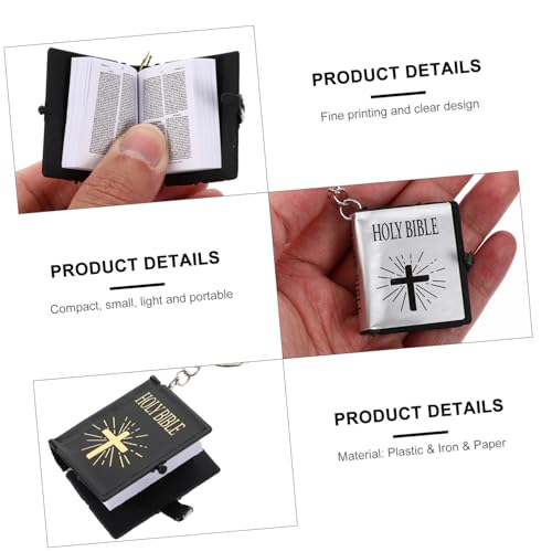 DIKACA 6 Stück Religiöser Bibel Schlüsselanhänger Miniatur Anhänger in Gold Schwarz Silber Feine Gravur Leicht und Kompakt als Geschenk und Dekorativer Schlüsselring für Taschen und von DIKACA
