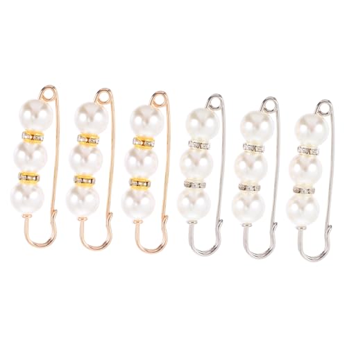 DIKACA 6 Stück Teiliges Broschen set mit Künstlichen Perlen Modische Anstecknadeln aus Legierung Elegante Schmuckaccessoires für Damen Vielseitig Tragbar an Jacken Kleidern Schals für von DIKACA