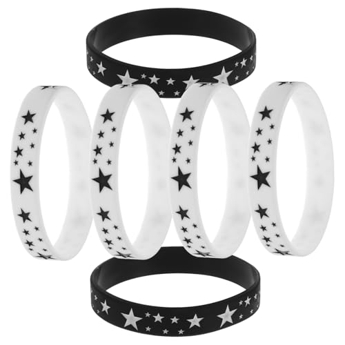 DIKACA 6 Stück Teiliges Elastische Silikonarmbänder mit Sternmuster Dehnbar Leicht Unisex Hautfreundlich Angenehm zu Tragen für Party Konzert Alltag Vielseitig als Armband oder Haargummi von DIKACA