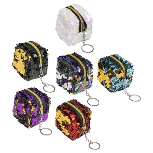 DIKACA 6 Stück Teiliges Mini Pailletten Geldbörsen Damen Kompakte Langlebige Münzgeldbeutel für Alltag Reisen Shopping Vielseitige Kleine Portemonnaies in Farben von DIKACA