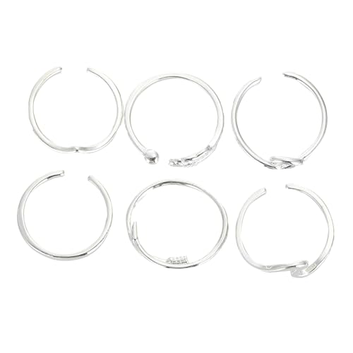 DIKACA 6 Stück Teiliges Verstellbares Ring Langlebiger Offene Fingerringe für Damen Stapelbar als Daumen Knöchelring Modischer Silberschmuck für Alltag und Party von DIKACA