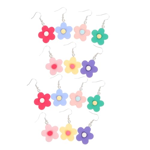 DIKACA 7 Paare Bunte Blüten Ohrringe Hängend Leicht Modisch Damen Ohrschmuck mit Resin Blumenanhänger für Alltag und Festtage Zufällige Farbe Zufällige Farbe von DIKACA