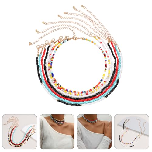 DIKACA 7 Stück Teiliges Damen Bunte Clavicle Chain Halskette Modisches Schmuckzubehör Komfortabel Langlebig Geschenk für Alltag Party Geburtstag von DIKACA
