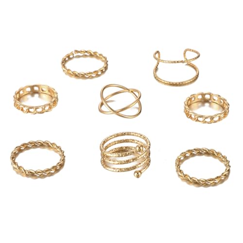 DIKACA 8 Stück Teiliges Vintage Ringe Set Goldfarben Kreuzdesign Stapelbare Modeschmuck Damen Knöchel und Fingerringe DIKACA 8 Stück Teiliges Vintage Ringe Set Goldfarben Kreuzdesign Stapelbare Modeschmuck Damen Knöchel und Fingerringe von DIKACA