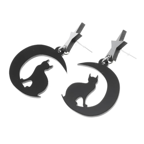 DIKACA Acryl Katzen Ohrringe Mond Stern Anhänger Schwarz Dangle Ohrschmuck Damen Mädchen Party Schmuck Geschenk von DIKACA