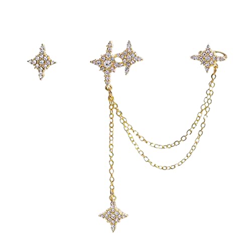 DIKACA Asymmetrische Damen Ohrhänger mit Stern und Funkelnden Strasssteinen Goldfarbene Lange Quasten Ohrringe Ohrstecker für Partys Hochzeit und Alltag DIKACA Asymmetrische Damen Ohrhänger mit Stern und Funkelnden Strasssteinen Goldfarbene Lange Quasten Ohrringe Ohrstecker für Partys Hochzeit und Alltag von DIKACA