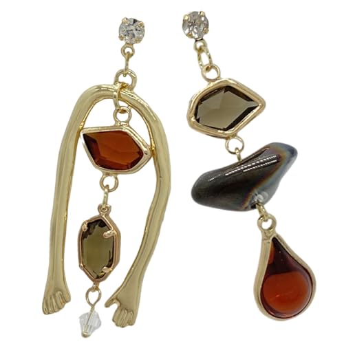 DIKACA Asymmetrische Damen Ohrringe Vintage Stil Leichtgewichtige Ohrstecker mit Abstraktem Design Elegant und Komfortabel für Alltag und von DIKACA