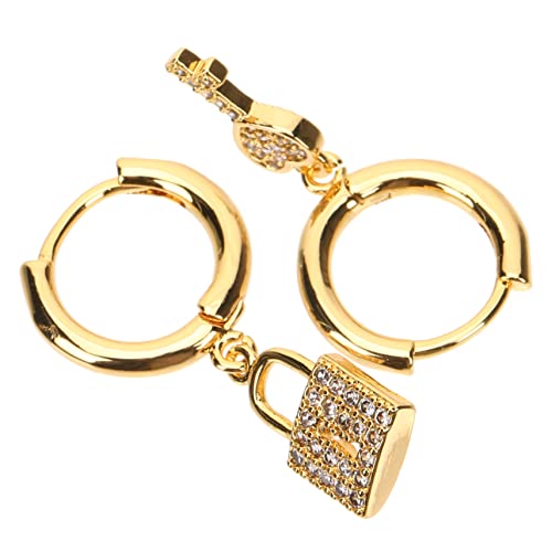 DIKACA Asymmetrische Herzschloss Ohrringe Damen Dangle Statement Schmuck Leicht Modisch für Geburtstag Valentinstag Alltag von DIKACA