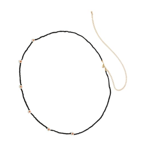 DIKACA Beaded Waist Chain für Frauen Handgefertigte Kleine Gänseblümchen Bauchkette Modische Schwarze Body Chain mit Perlen Vielseitiger Schmuck für Strandpartys und Festivals von DIKACA