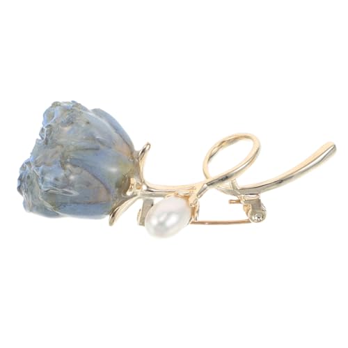 DIKACA Blaue Rosenbrosche Anstecknadel Einzigartiger Blüten-lapelpin für Mäntel Kleider Schals Leichter Schmuck für Damen Stilvolles Accessoire zu Arbeit Reisen Feiern von DIKACA