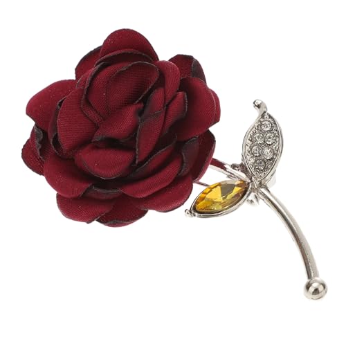 DIKACA Blumen Brosche Pin mit Kristallverzierung Rote Stoffrose Elegantes Accessoire für Damen für Kleidung Taschen und Geschenkideen DIKACA Blumen Brosche Pin mit Kristallverzierung Rote Stoffrose Elegantes Accessoire für Damen für Kleidung Taschen und Geschenkideen von DIKACA