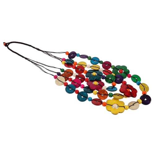 DIKACA Böhmische Mehrschichtige Halskette aus Bunten Kokosnussschalenperlen Vintage Gewebter Boho schmuck für Damen und Mädchen Geeignet für Alltag Party Geschenkideen von DIKACA