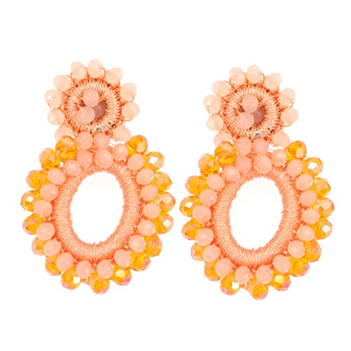 DIKACA Boho Beaded Dangle Ohrringe für Frauen Orange Gewebt Statement Tropfen Ohrschmuck Hautfreundlich Leicht und Elegant für Alltag Party und Reisen von DIKACA