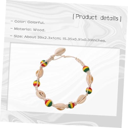 DIKACA Boho Fußkettchen Damen Handgefertigt Bunte Holzperlen Muschel Knöchel Schmuck Strand Party Schmuck Geschenk von DIKACA