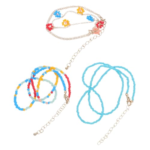 DIKACA Boho Halskette Damen Perlenkette mit Ethnischem Anhänger Leichte Kette Schlüsselbeinlänge Bunte Choker im Hawaii stil Urlaubsschmuck für Sommer und Alltag von DIKACA