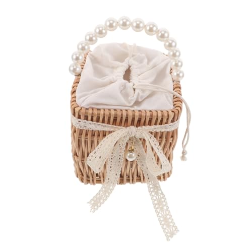 DIKACA Boho Handgewebte Strohtasche Damen Schultertasche Sommer Tote Leichte Rattan Umhängetasche Mit Perlenbesatz Für Hochzeit Party Alltag von DIKACA
