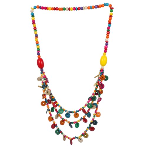DIKACA Boho Holzperlen Halskette Damen Bunte Mehrreihige Kokosnussschale Schmuck Strand Sommer Accessoire Zufällige Farbe Zufällige Farbe von DIKACA
