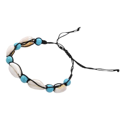 DIKACA Boho fußkettchen Damen Muschel Fußkette Ethnisch Natürliches Perlenarmband Sommer Strand Schmuck Verstellbar Strand Fußkettchen für Frauen von DIKACA