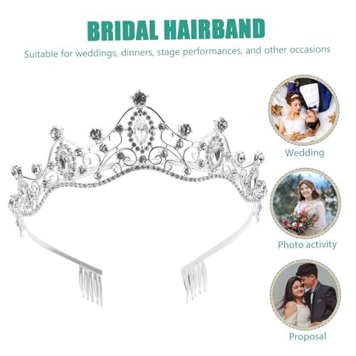 DIKACA Braut Tiara Haarreif mit Funkelnden Strasssteinen Bequemer Sitz Vielseitig für Hochzeit Party und Abschlussball Silbernes Design Stilvolles Damen Accessoire von DIKACA