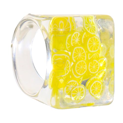 DIKACA Breiter Resin Ring mit Transparenter Frucht design Stylischer Bunter Finger Schmuck Modischer Erwachsenenspiegel Einzigartiger Farbakzent Geschenk für Damen und Freunde DIKACA Breiter Resin Ring mit Transparenter Frucht design Stylischer Bunter Finger Schmuck Modischer Erwachsenenspiegel Einzigartiger Farbakzent Geschenk für Damen und Freunde von DIKACA
