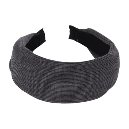 DIKACA Breites Gestricktes Haarband Damen Wiederverwendbar Einfaches Design Elegantes Stirnband Haarreifen für Dünnes und Dickes Haar Alltag Accessoire Deep Grey von DIKACA