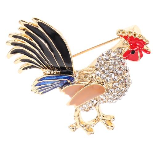 DIKACA Brosche für Kleidung Zinklegierung Hahn Design Damen Anstecknadel Modisches Accessoire Vintage Broschennadel für Stola und Kleidungsdekoration von DIKACA