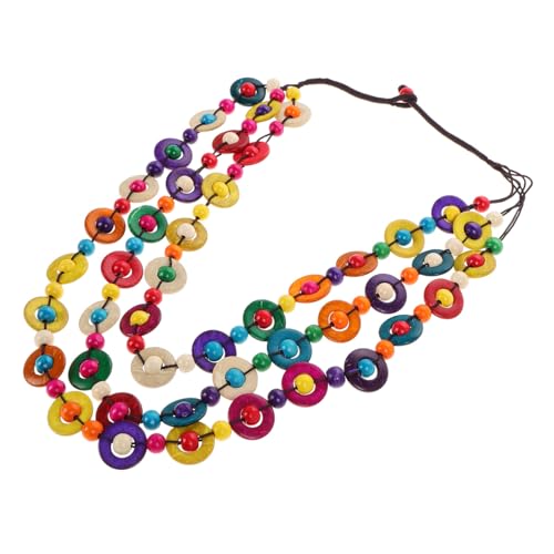 DIKACA Bunte Handgefertigte Holzperlenkette Boho Choker Ethnische Holzperlen Halskette für Strandurlaub und Sommeraccessoires von DIKACA