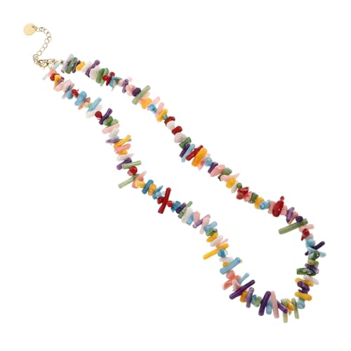 DIKACA Bunte Korallenperlen Halskette Damen Violett Barock design Langlebiger Naturkorallenschmuck Modischer Choker für Sommer und Strand Vielseitiges Accessoire für Frauen von DIKACA