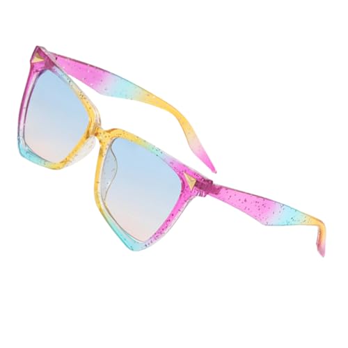 DIKACA Bunte Party Sonnenbrille Damen Unregelmäßige Form Regenbogen Cat Eye Lustige Uv Schutz Brille Party Favor Zubehör für Festival und Foto Booth von DIKACA