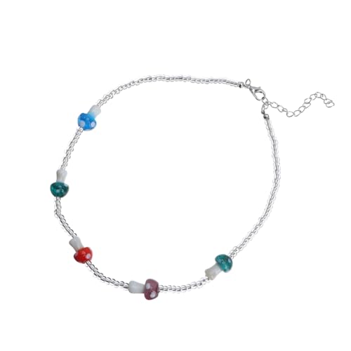 DIKACA Bunte Pilz Halskette Damen Kreativer Anhänger Einzigartiger Schmuckstil Langlebiges Material für Alltag und Festliche Anlässe von DIKACA