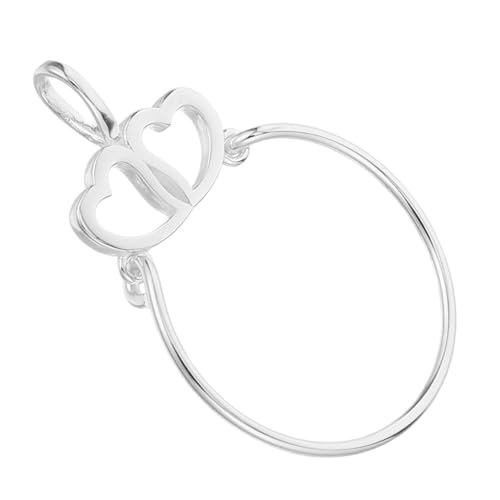 DIKACA Charm Holder Halskette Silber Double Heart Design Charm Anhänger Schmuckhalter Minimalistischer Kreis Anhänger für Damen Mädchen Alltag Party Festtage von DIKACA