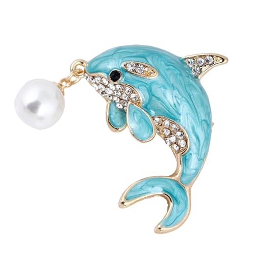 DIKACA Chic Damen Brosche mit Delfin design und Perle Modische Anstecknadel aus Langlebigem Legierungsmaterial Einzigartige Schmuckaccessoire für Kleidung und Geschenk von DIKACA