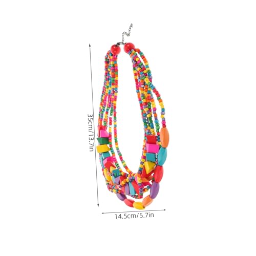 DIKACA Chunky Boho Perlenkette Mehrlagig Vintage Stil Bunte Holzperlen Statement Halskette Für Frauen Afrikanischer Ethno Schmuck Für Partys Alltag von DIKACA