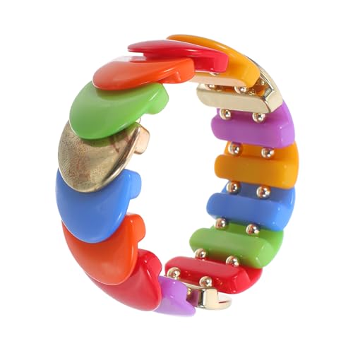 DIKACA Chunky Bunter Armreif mit Geometrischem Runddesign Lebendige Candy Farben Moderner Vintage Style Statement Schmuck für Frauen Vielseitiges Boho Armband für Sommer und Party von DIKACA
