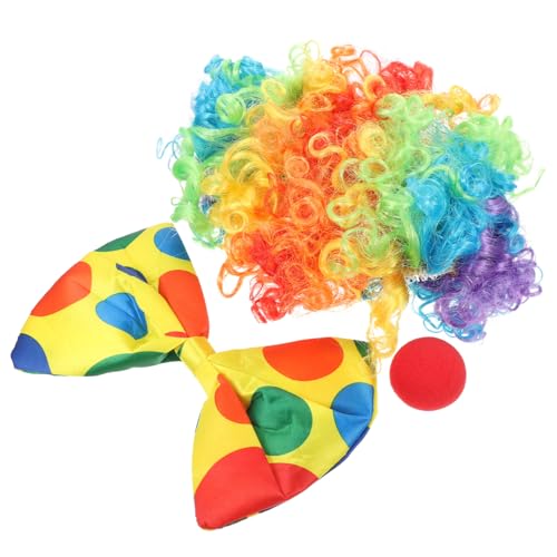 DIKACA Clown Kostüm Set mit Fliege Clownsnase und Perücke Leichtes Langlebiges Party und Karneval Zubehör für Erwachsene und Jugendliche Vielseitig für Kostüm und Zirkus Events von DIKACA