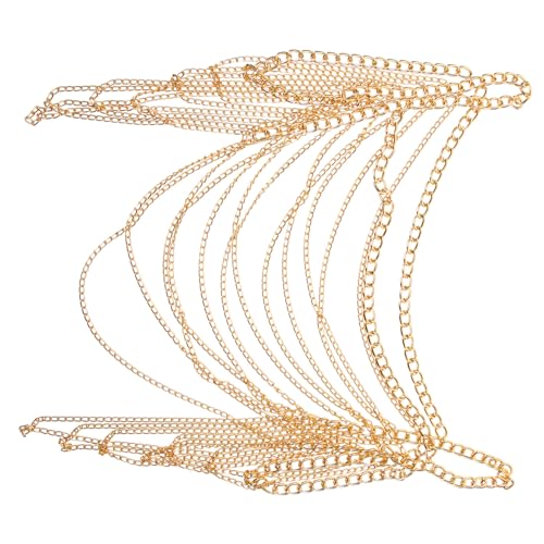 DIKACA Damen Body Chain Schmuck Mehrlagig Leicht Verstellbar Schulterkette Strand Party Bauchkette für Mädchen und Frauen Goldfarben von DIKACA
