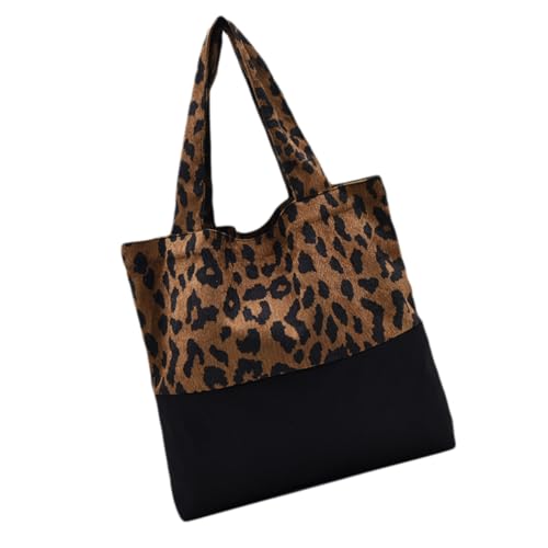 DIKACA Damen Handtasche Leopardenlook Retro Schultertasche Großes Fassungsvermögen Canvas Tasche Alltag Shopper Umhängetasche Elegant Robust von DIKACA