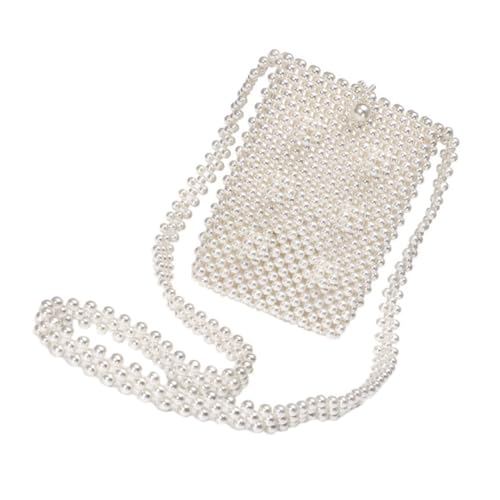 DIKACA Damen Umhängetasche Crossbody Tasche mit Perlenoptik Modische Leichte Handtasche für Alltag Party Shopping Vielseitige Kleine Schultertasche in Cremeweiß von DIKACA