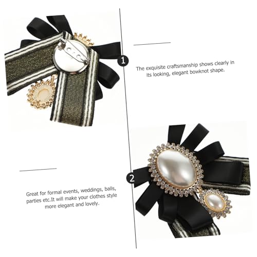 DIKACA Delikate Perlen brosche Bowknot Anstecknadel Retro Schleifen design Schmuck für Damen Kleidung Blusen und Tuniken Elegantes Accessoire für Hemden und Röcke von DIKACA