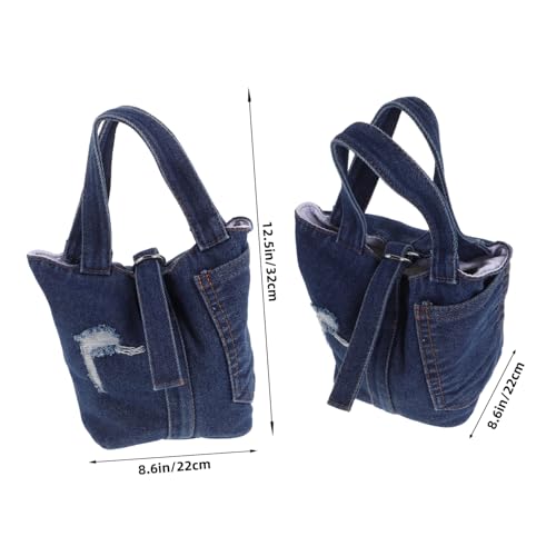 DIKACA Denim Tote Bag Damen Kleine Umhängetasche Jeansstoff Handtasche mit Großer Kapazität und Doppeltem Tragegriff für Alltag Reise und Arbeit Robuste Boho Crossbody Tasche von DIKACA