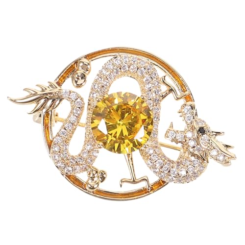 DIKACA Drachenbrosche Pin Goldfarbene Kupferbrosche mit Filigranem Drachendesign Dekoratives Schmuckstück für Kleidung Schal Hut Eleganter Anstecker für Damen und Herren von DIKACA