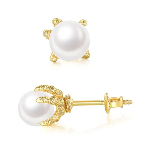 DIKACA Drachenklaue Ohrstecker Herren Unisex mit Weißen Perlen Stylische Kleine Ohrstecker Komfortabel und Modisch Vielseitig für Alltag Party und Geschenkideen von DIKACA