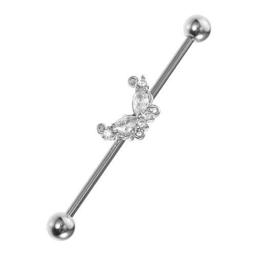 DIKACA Edelstahl Industrial Piercing Ohrring mit Schmetterlingsdesign Barbell Ohrstecker für Frauen Leichtes Langlebiges Schmuckstück für Alltag und Besondere Anlässe von DIKACA