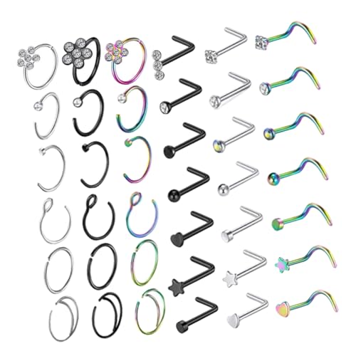 DIKACA Edelstahl Nasenpiercing Teilig Nasenringe Nasenstecker Dekorative Nasenringe Unisex Schmuck für Damen und Herren Modisch Elegant von DIKACA