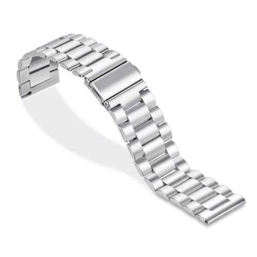 DIKACA Edelstahl Uhrenarmband Robustes Metallarmband mit Ergonomischer Form Nahtlos Geschweißt Kratzfrei Langlebiger Verschluss Kompatibel als Ersatz für Outdoor Uhren Silber von DIKACA