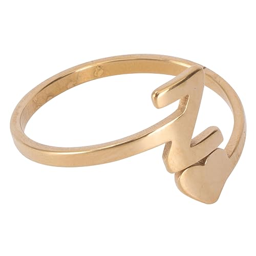 DIKACA Einfacher Damenring aus Hochwertigem Edelstahl Vintage stil mit Englischem Initial Modischer Finger Schmuck in Gold Langlebig für Geburtstag und Alltag von DIKACA