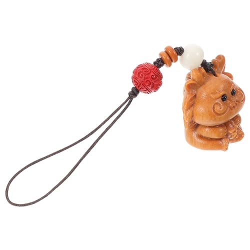 DIKACA Einzigartiger Dragon Phone Charm Schlüsselanhänger aus Sandelholz Kompakt Leicht Abnehmbar Modisches Accessoire für Handy Rucksack und Handtasche Stilvoller Glücksbringer mit von DIKACA
