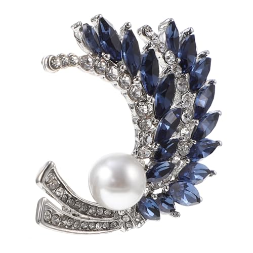 DIKACA Elegante Damen Brosche Weizenähre Design Legierung Anstecknadel Silber blau Modisches Accessoire für Kleidung Jacken Taschen Leichter Auffälliger Schmuck für Alltag und Geschenk von DIKACA