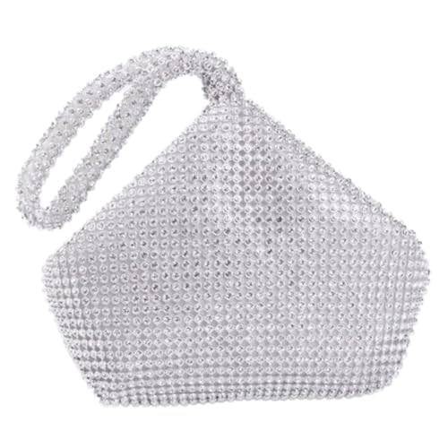 DIKACA Elegante Damen Clutch Handtasche mit Funkelnden Strasssteinen Kleine Abendtasche für Party und Freizeit Multifunktionale Umhängetasche für Handy Münzen und Kosmetik Silberfarben von DIKACA